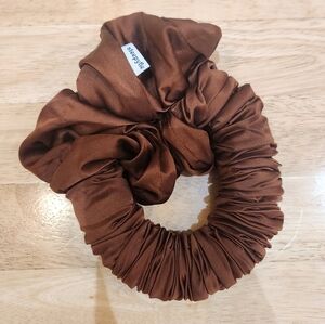 Brown Satin Scrunchie Set - Gentle Hair Protection
